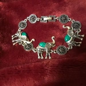 Vintage silver elephant charm bracelet
